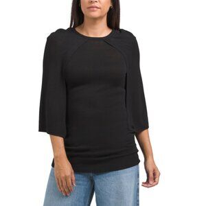 VERTIGO COLLECTION Black Cape Overlay Sleeveless Sweater